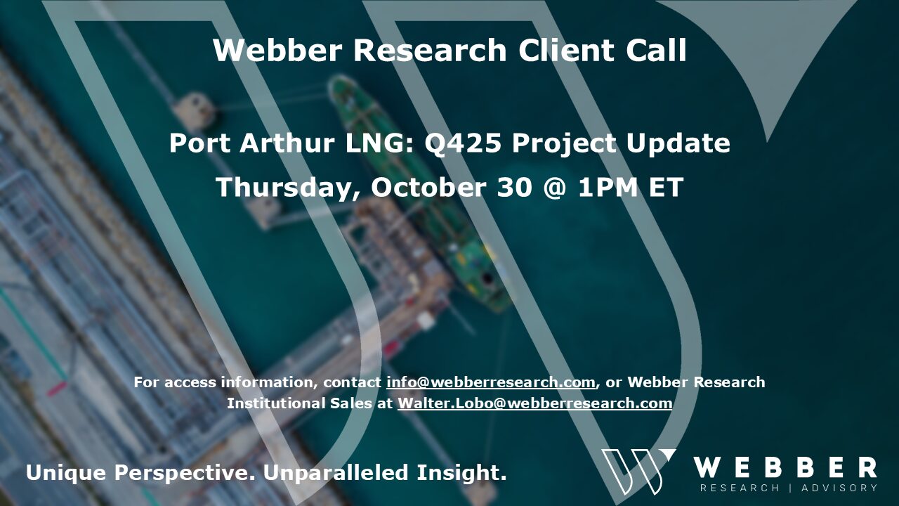 Port Arthur LNG (Sempra): W|EPC Client Call – Thurs 10/30 @ 1pm EST